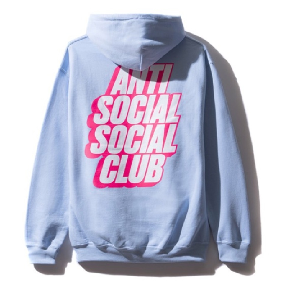 Anti social social club blocked logo hoodie blue